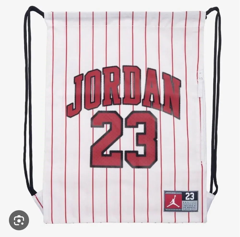 Nike Air Jordan Backpack white jersey pinstripe Drawstring bag NWT